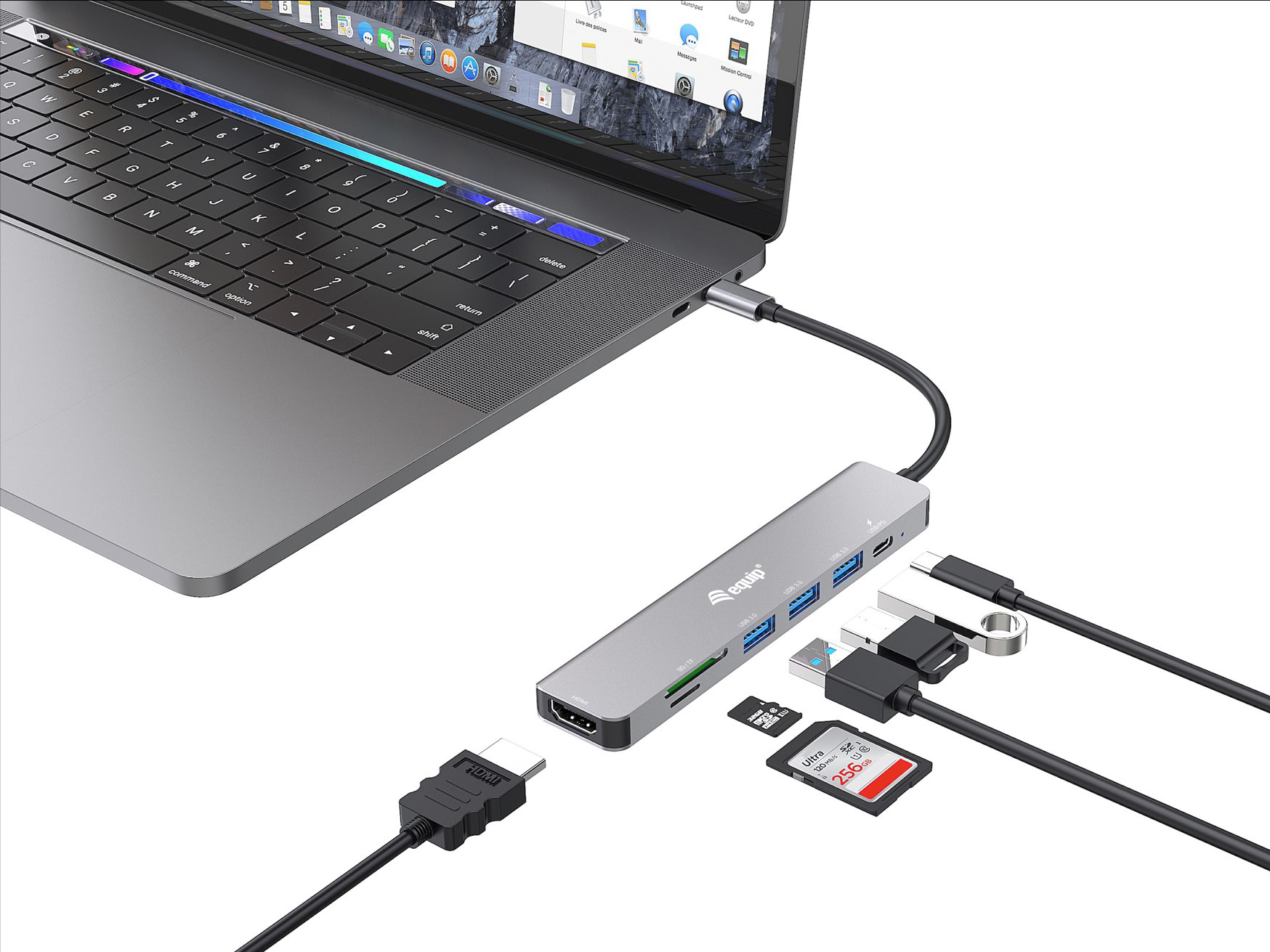USB-C 7-in-1 Multifunktionsadapter, HDMI 4K/60Hz, USB 3.2 Gen1 x 3, TF/MICRO SD, 100W USB PD