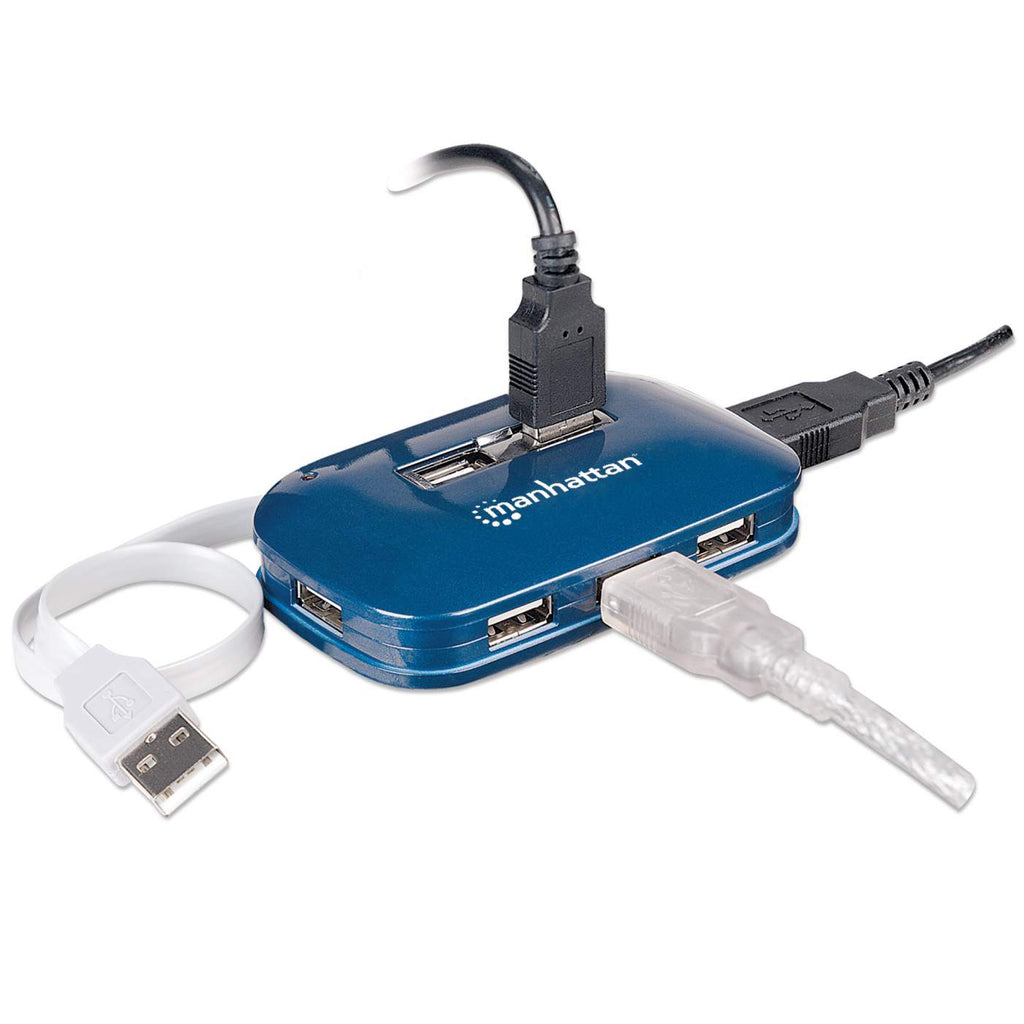 Manhattan USB-A 7-Port Ultra Hub, 7x USB-A Ports, 480 Mbps (USB 2.0), AC or Bus Power, Multiple Transaction Translator, Blue, Blister (With Euro 2-pin plug) – image 7
