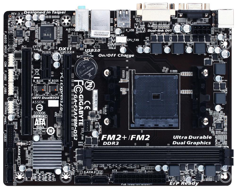 GIGABYTE GA-F2A78M-DS2 motherboard AMD A78 Socket FM2+ micro ATX image 4