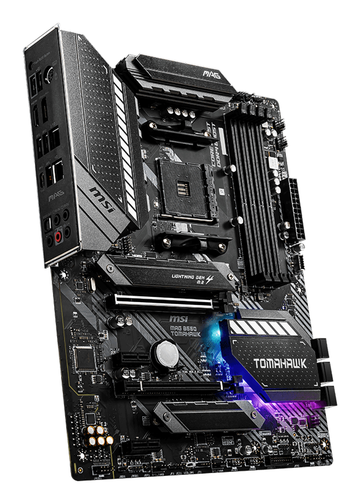 Tarjeta Madre MSI MAG B550 TOMAHAWK - Socket AM4 - 4xDDR4 - 2133/3200/5100(OC) MHz - HDMI - DisplayPort - M.2 - USB 2.0/3.2 - ATX  - MAG B550 TOMAHAWK