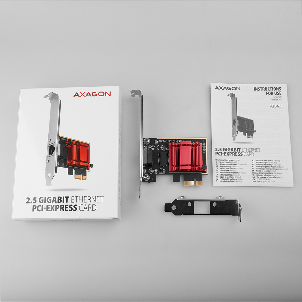 Axagon PCEE-G25 PCIe - 2.5 Gigabit Ethernet adapter Realtek 8125, PXE, w. SP & LP – image 6