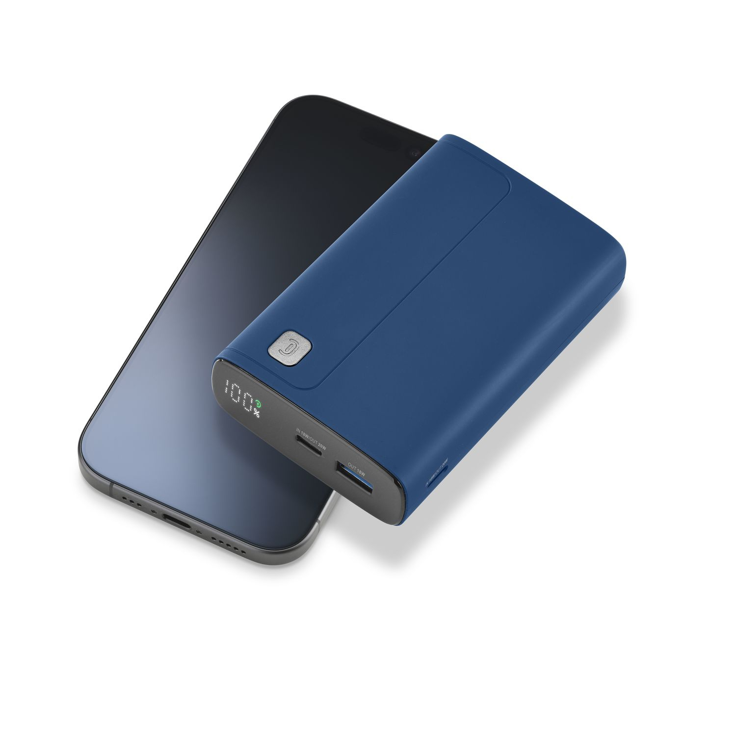 Powerbank - CellularLine Elite, 20000 mAh, 20 W, Hasta 144h de carga, USB C, A, Azul