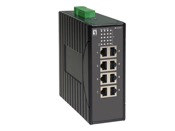 LevelOne 8-Port Fast Ethernet Industrial Switch, DIN-Rail, IEC61850, -40°C to 85°C