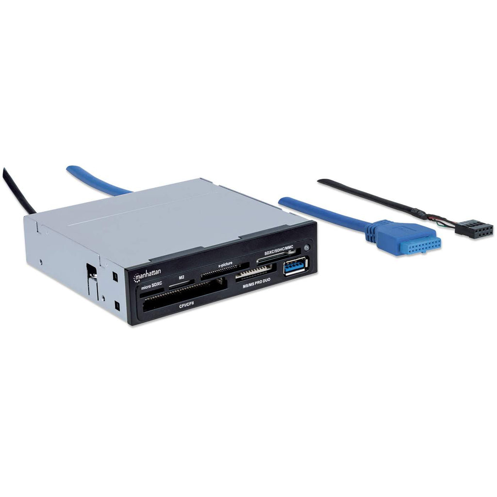 Manhattan 3.5" Bay Mount Expansion Panel, 1x USB-A port, Multi-Card Reader/Writer 48-in-1, 5 Gbps (USB 3.2 Gen1 aka USB 3.0), SuperSpeed USB, Black, Three Year – image 2