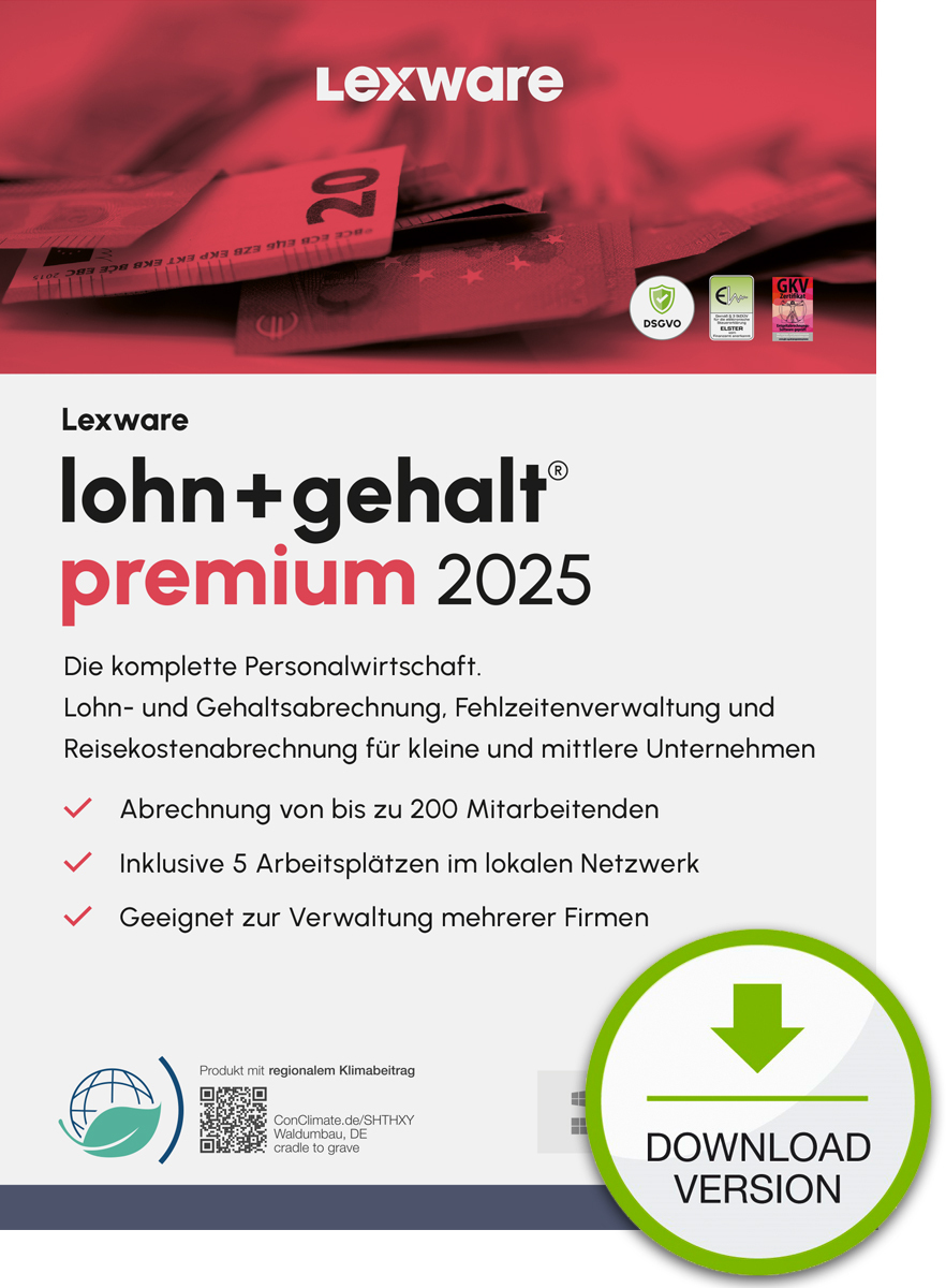 Lexware lohngehalt premium 2025 Download Jahresversion (365-Tage) Contabilità 1 anno/i