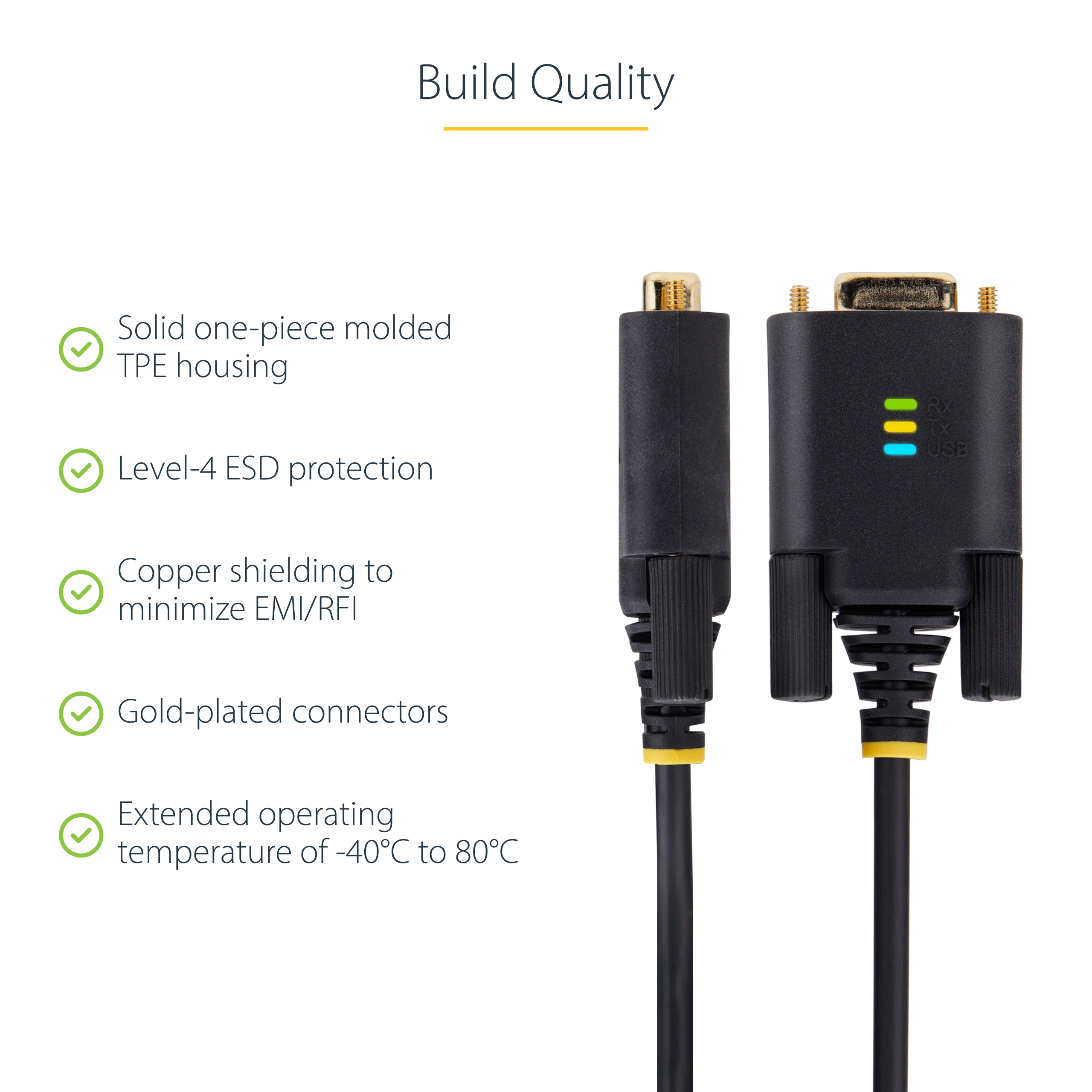 Resim StarTech.com 1P6FFC-USB-SERIAL 2m USB - DB9 Seri Adaptör Kablosu, Siyah