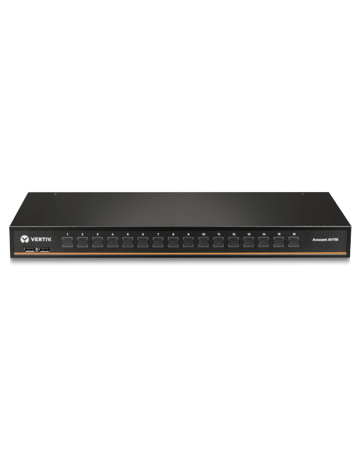 Vertiv Avocent 1x16 with USB, w/OSD, push (touch) button switching, keystroke switching, cascade support, internal power supply KVM switch