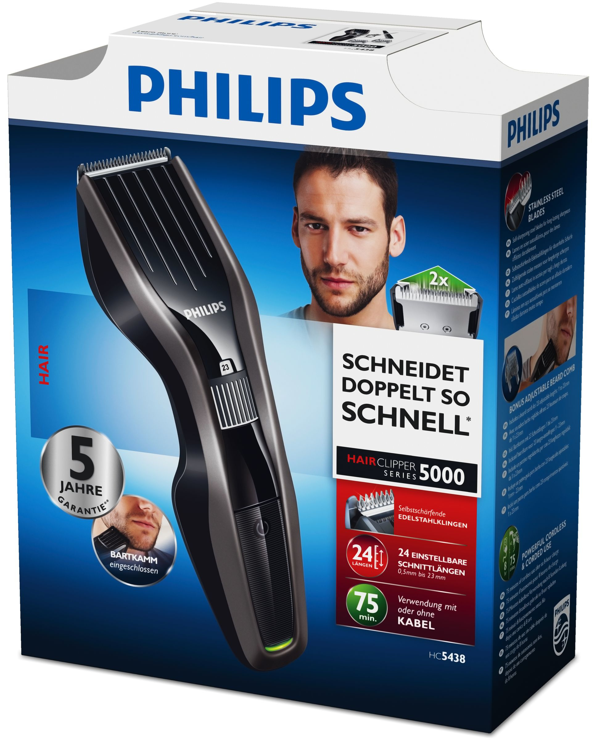 Philips HAIRCLIPPER Series 5000 HC5438/79 hair trimmers/clipper Black 24 Nickel-Metal Hydride (NiMH) – image 2