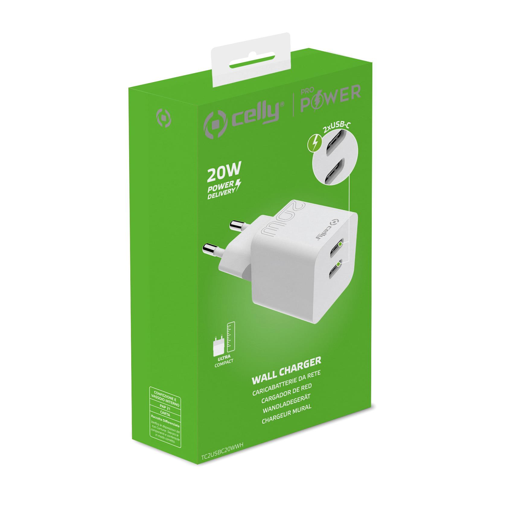 Celly TC2USBC20WWH mobile device charger Smartphone, Tablet White AC Indoor – image 5