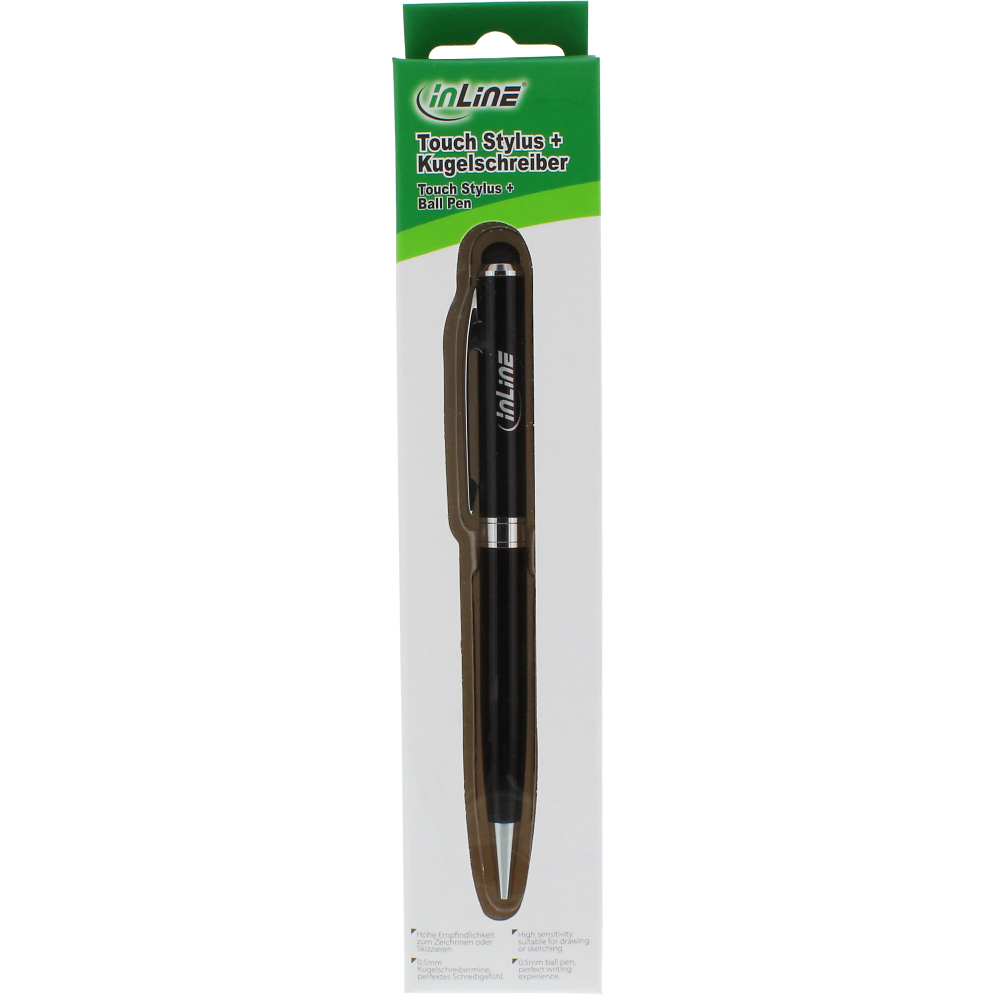 InLine Touchpad stylus + ball pen, metal, black – image 3