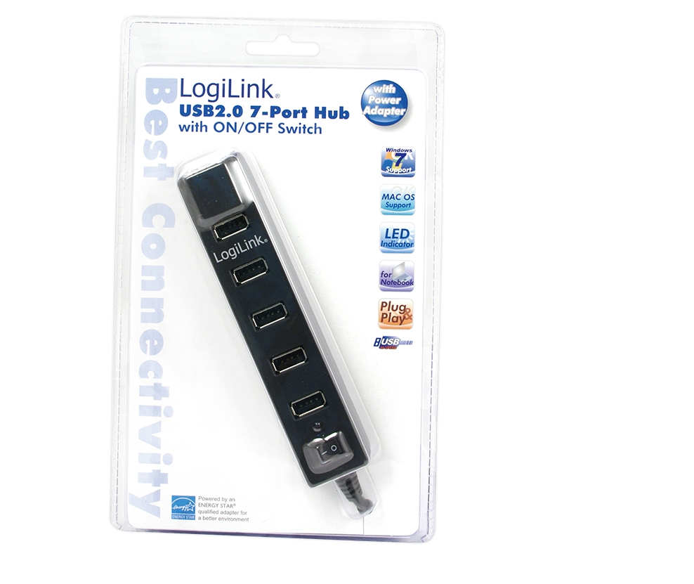 LogiLink USB 2.0 7-Port Hub with On/Off Switch – image 2