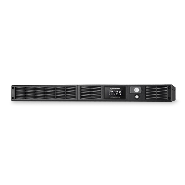 CyberPower PR750LCDRT1U UPS تفاعلي خطي 750VA/600W موجة جيبية 80-150V مدخل 7x 5-15R مخرج أسود
