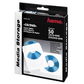 CD Paper Sleeves, white, 50 pcs/Pack