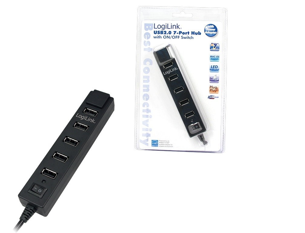 LogiLink USB 2.0 7-Port Hub with On/Off Switch – image 1