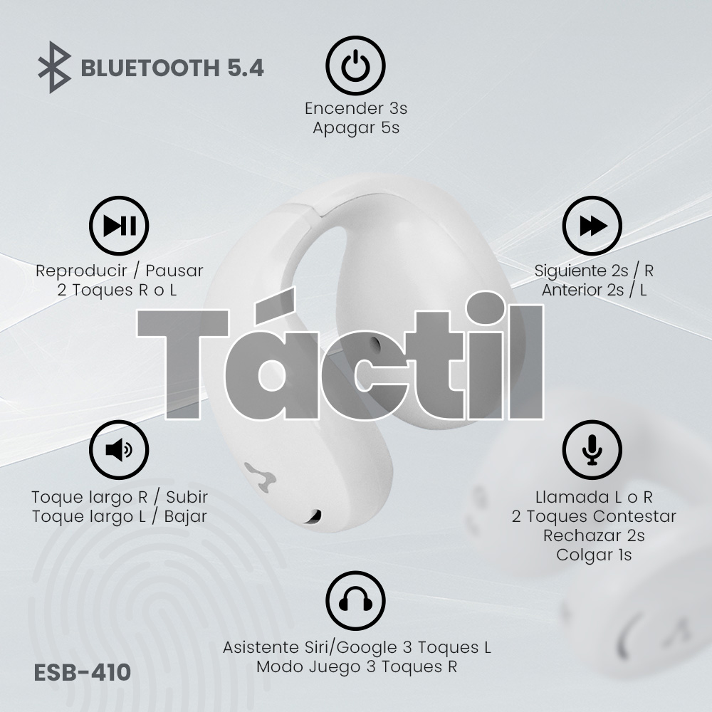 Auriculares Vorago ESB-410 - Inalámbrico - Bluetooth - Blanco - ESB-410