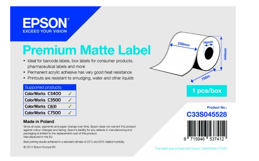 Epson C33S045528 utskriftsbara etiketter Vit