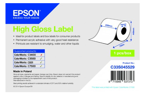 Epson C33S045529 utskriftsbara etiketter Vit