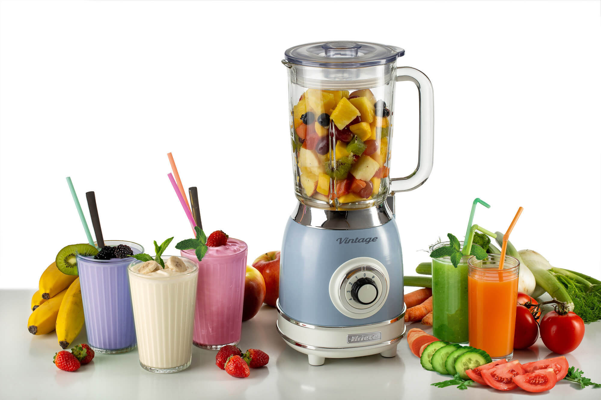 Ariete 583, Vintage Blender with 1.5 Liter glass cup, 4 Stainless Steel Blades, 4 Speeds + Pulse, 1000 Watt, Blue – image 4