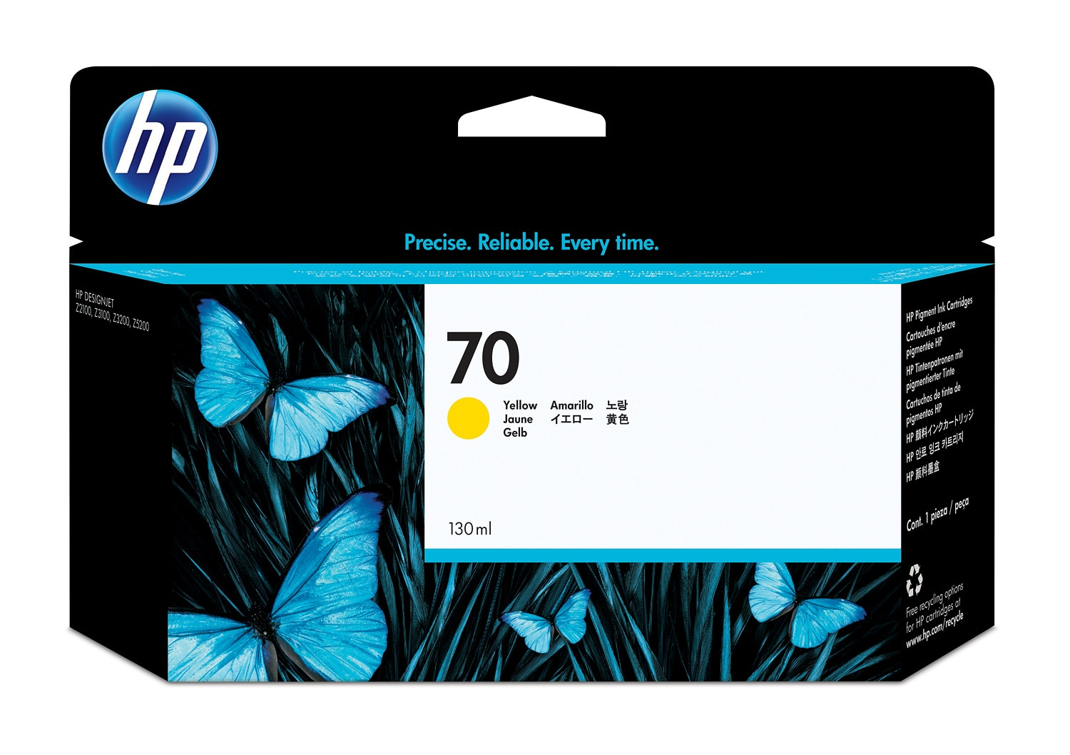 HP 70 DesignJet -mustekasetti, keltainen, 130 ml
