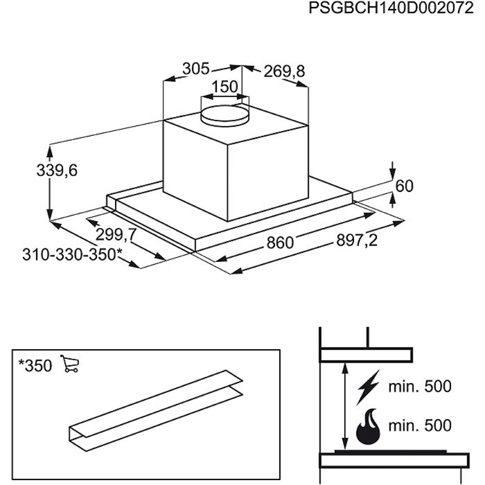 AEG DPE4940M cooker hood Semi built-in (pull out) Stainless steel 581 m³/h – image 5