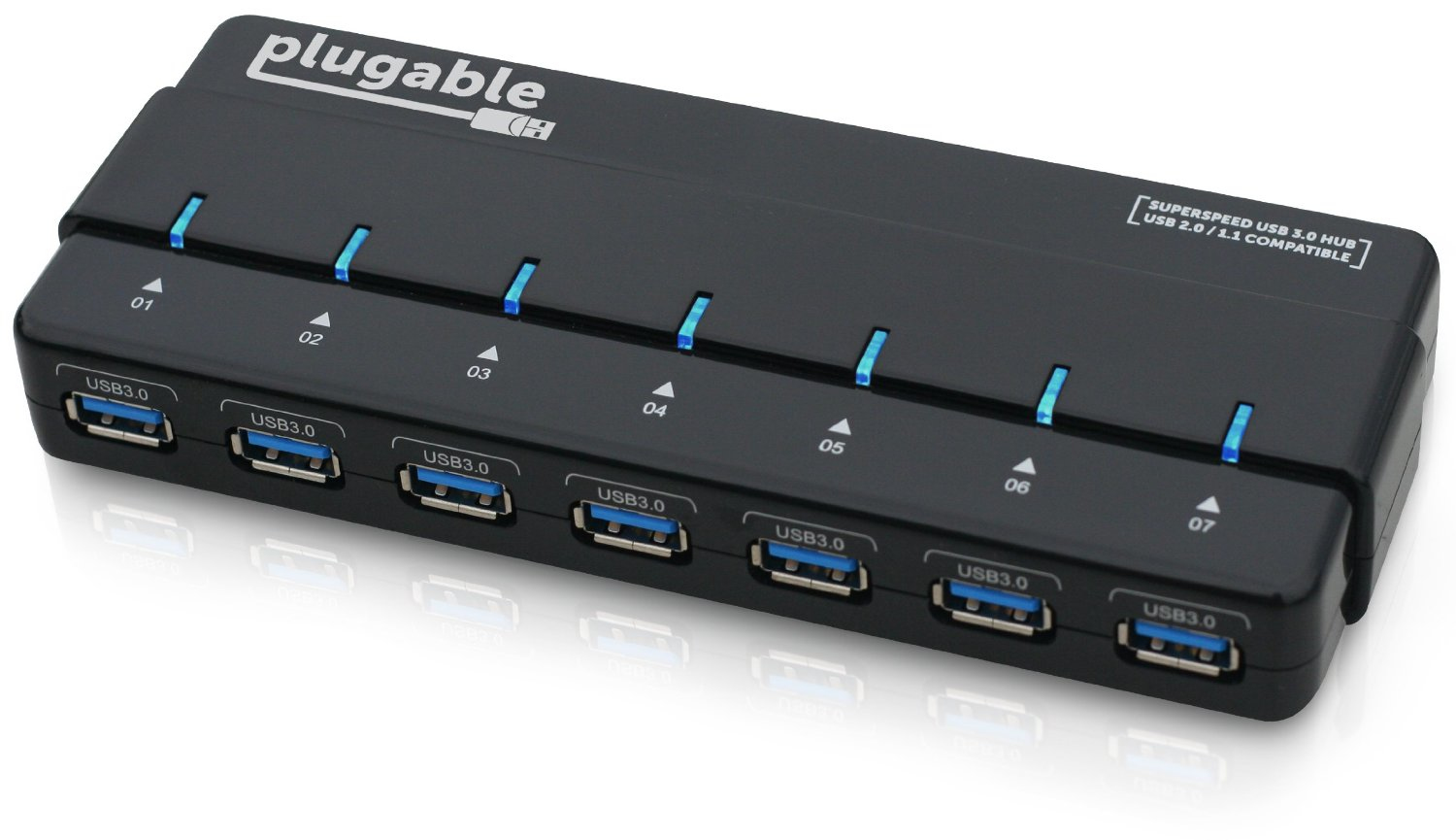 Plugable Technologies USB3-HUB7-81X interface hub 5000 Mbit/s Black