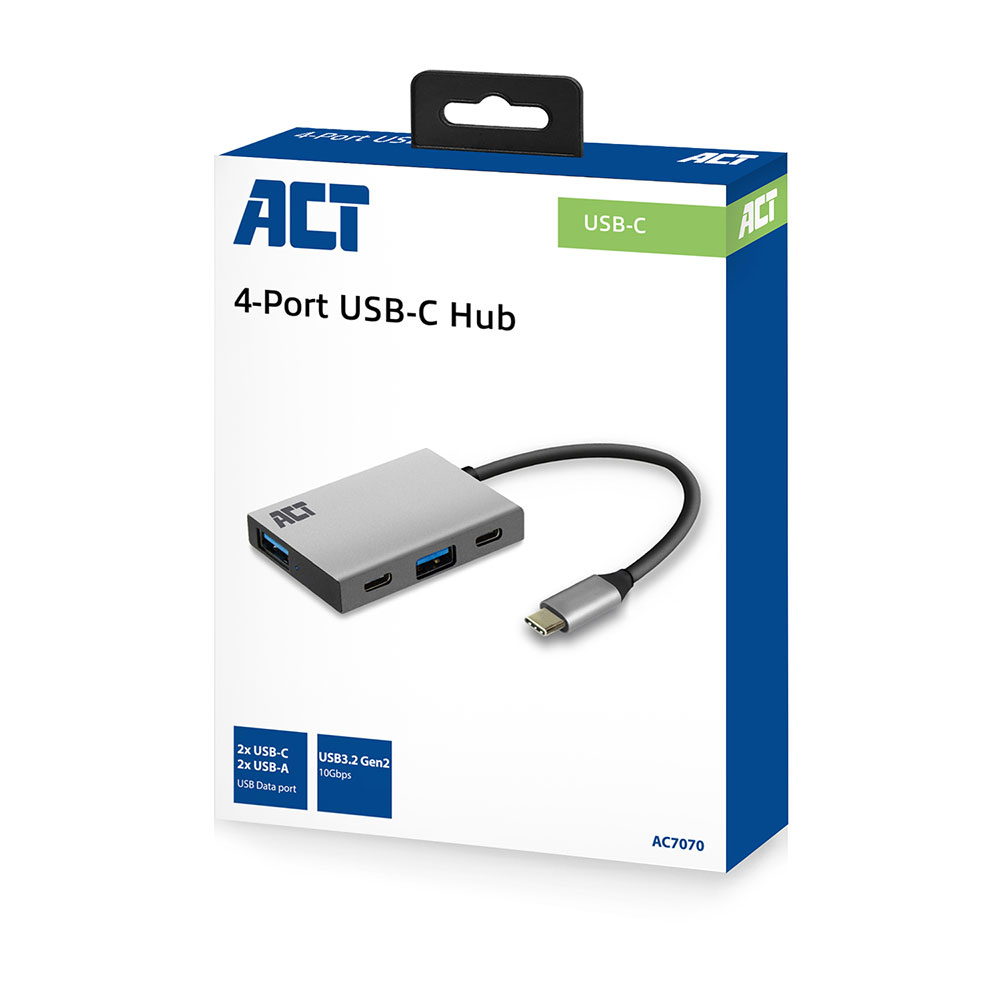 ACT USB-C hub 3.2 Gen2 10Gbps, 2x USB-C, 2x USB-A – image 4