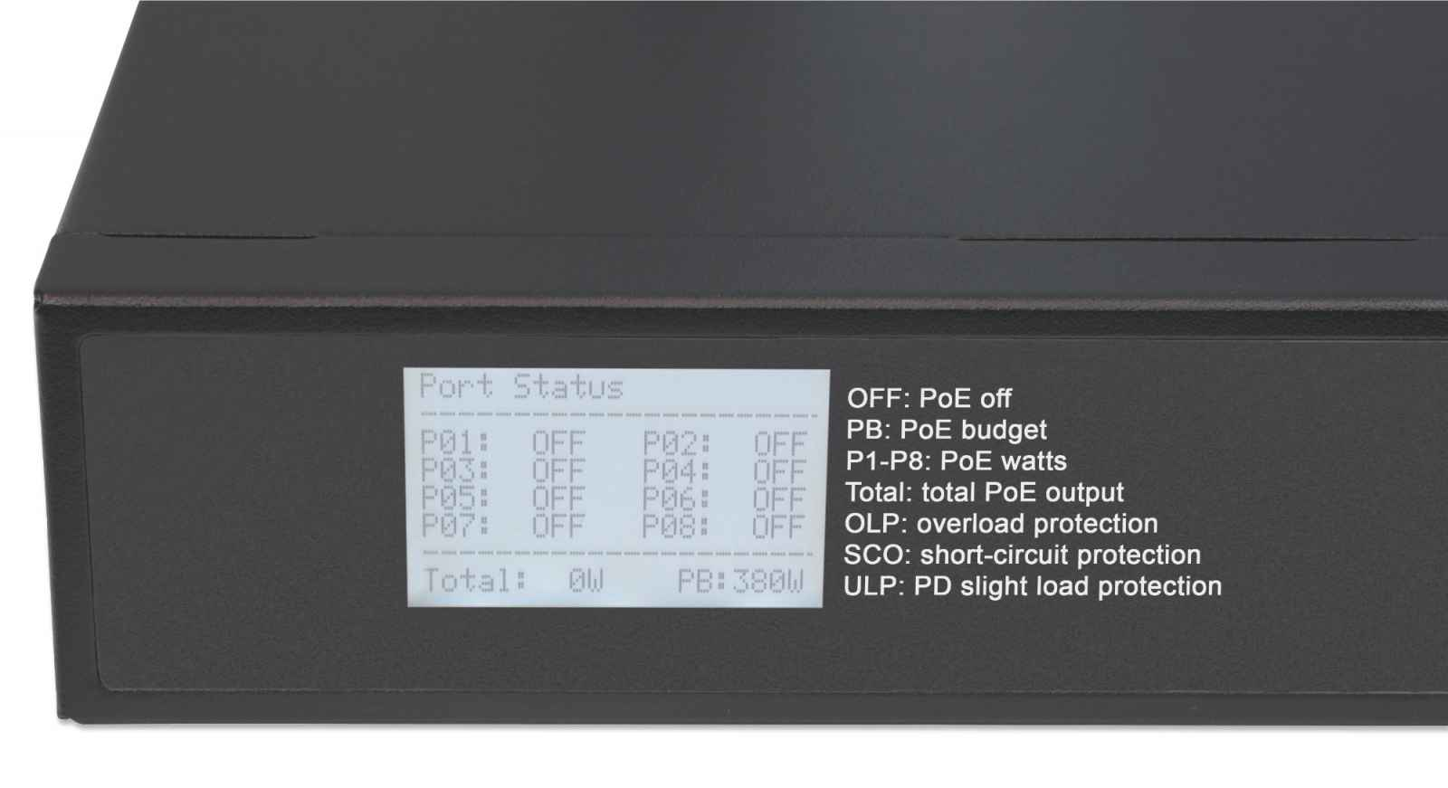 Intellinet 8-Port Gigabit Ethernet Ultra PoE Switch with 4 Uplink Ports and LCD Screen, 8 x PoE ports, IEEE 802.3bt Power over Ethernet (Ultra PoE), 2 x RJ45 Up – image 5