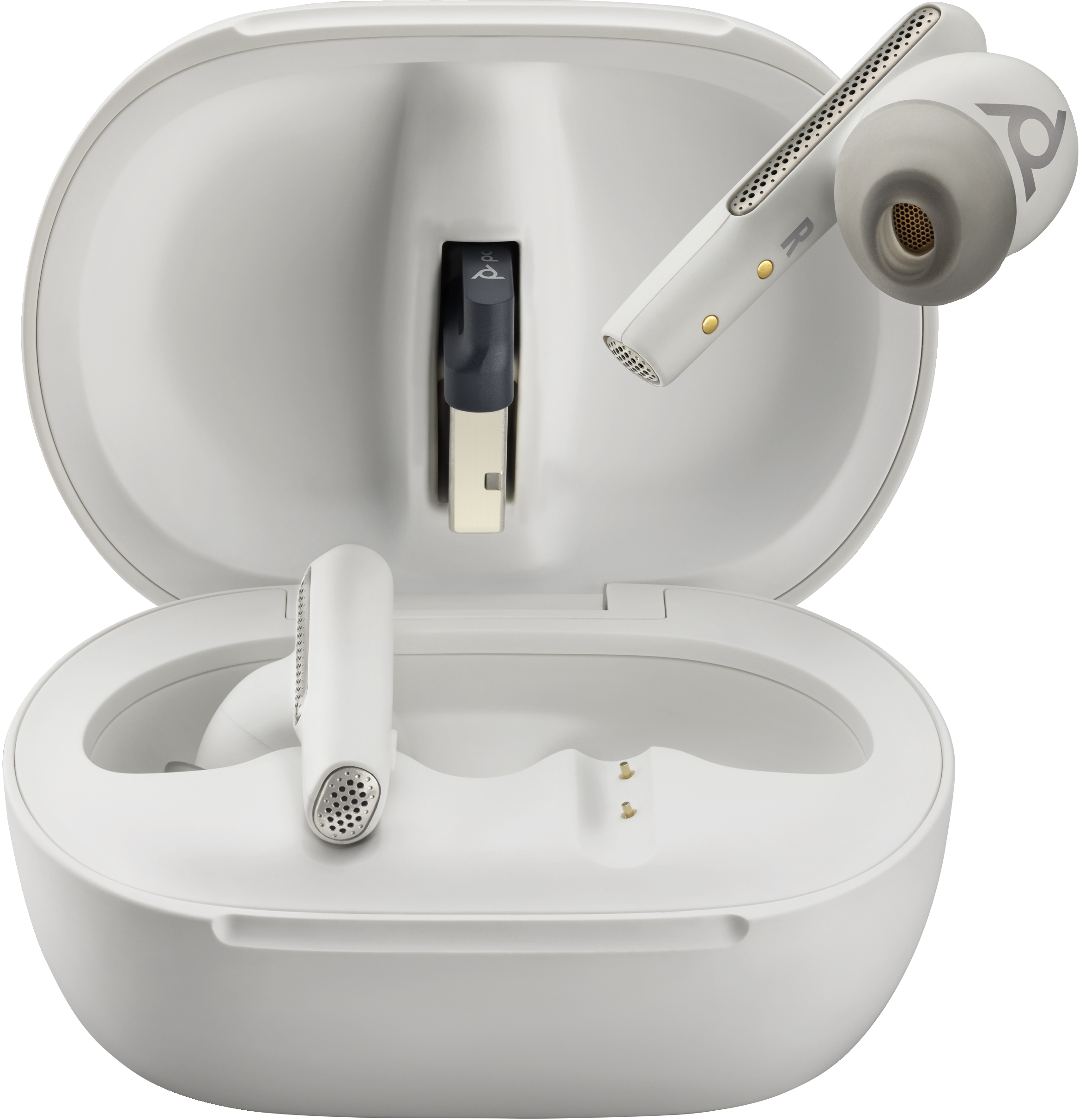 POLY Auricolari bianco sabbia Voyager Free 60 UC M Adattatore BT700 USB-C Custodia di ricarica touchscreen