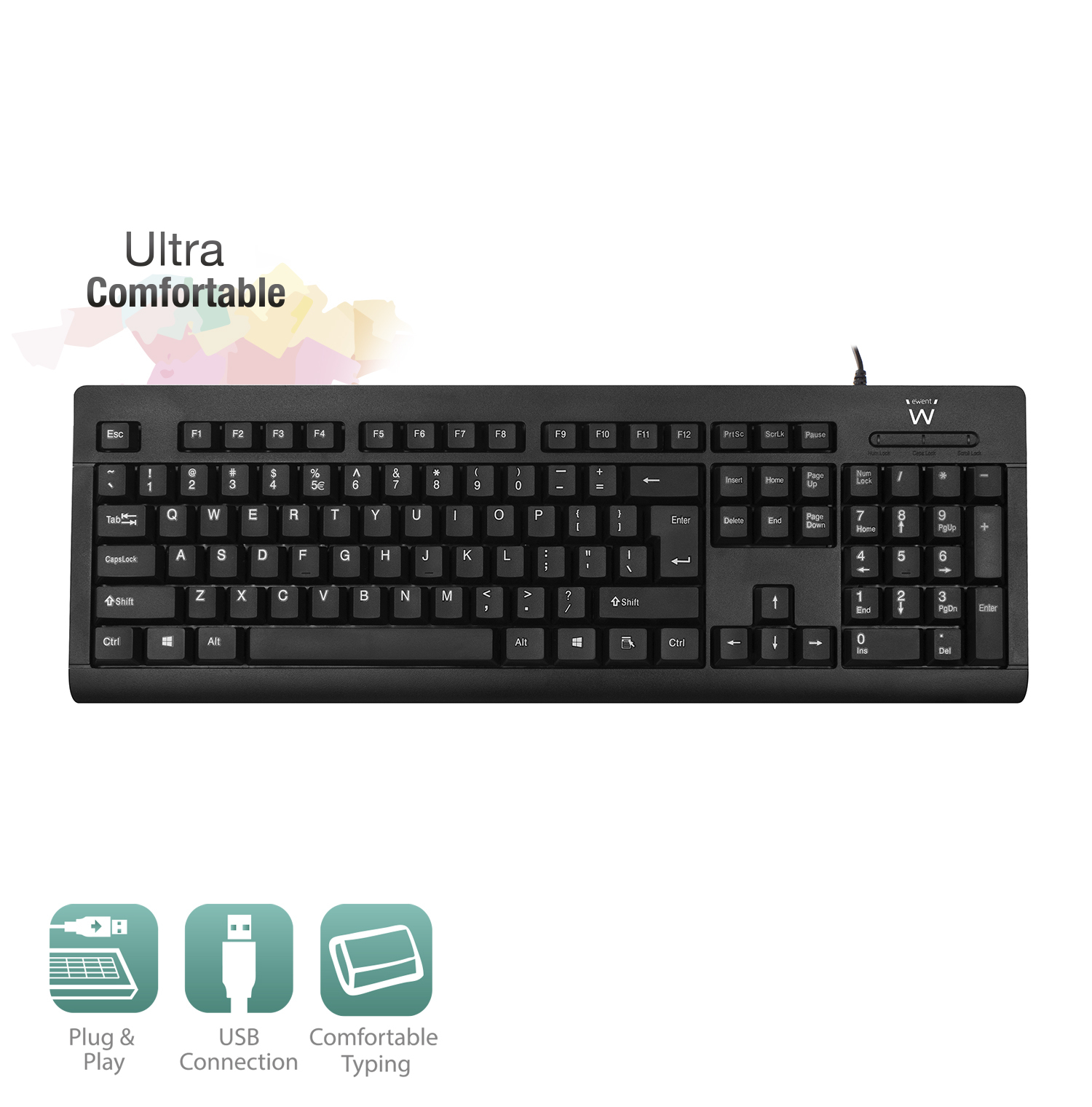 Ewent EW3190 keyboard Universal USB QWERTY US International Black – image 3