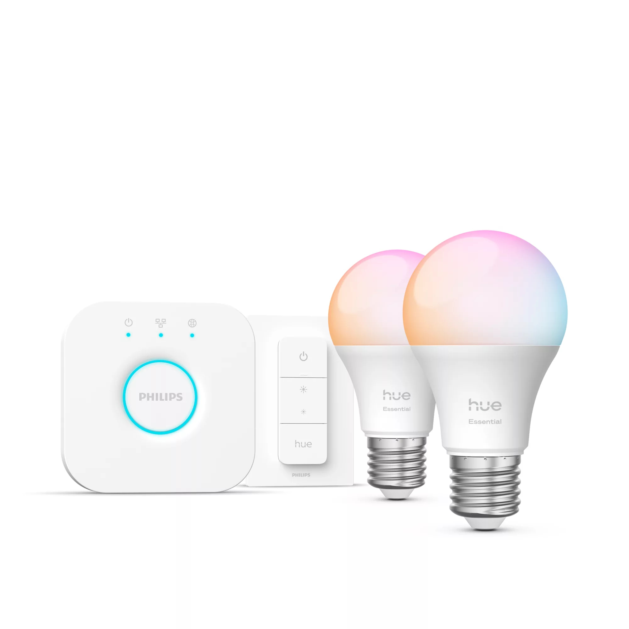 Philips by Signify Kit de démarrage Essential : 2 ampoules connectées E27 (806 lm) + variateur