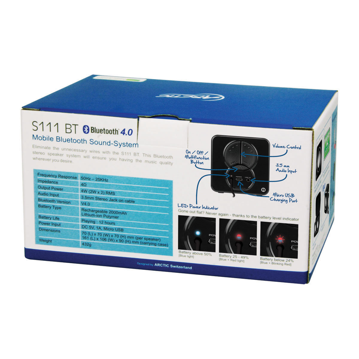 ARCTIC S111 BT (Black) – Mobile Bluetooth Speakers image 7