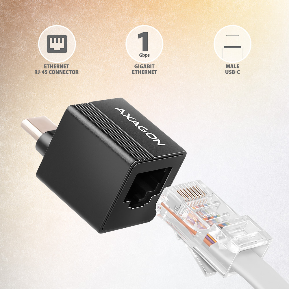 Axagon ADE-MINIC USB-C 3.2 Gen 1 Gigabit Ethernet MINI adapter - schwarz - Adapter - Digital/Daten – image 2