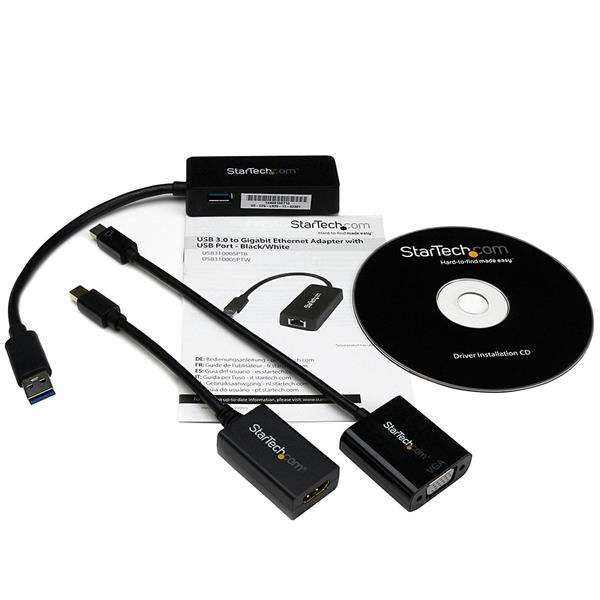 Resim StarTech.com MSTP3MDPUGBK Mini DisplayPort - HDMI/VGA/Ethernet Adaptör Kiti