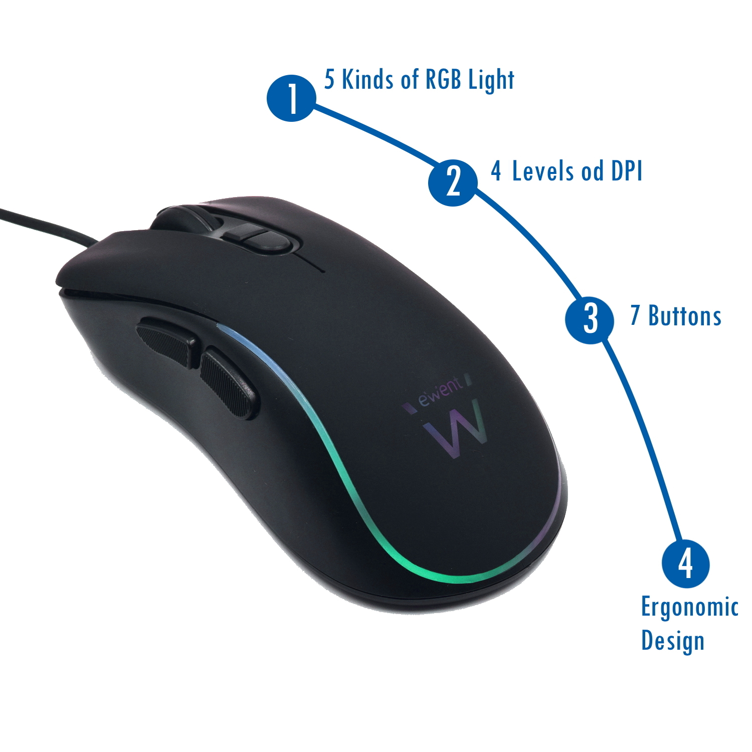 Ewent PL3202 keyboard Mouse included Gaming USB QWERTY Portuguese Black – image 7
