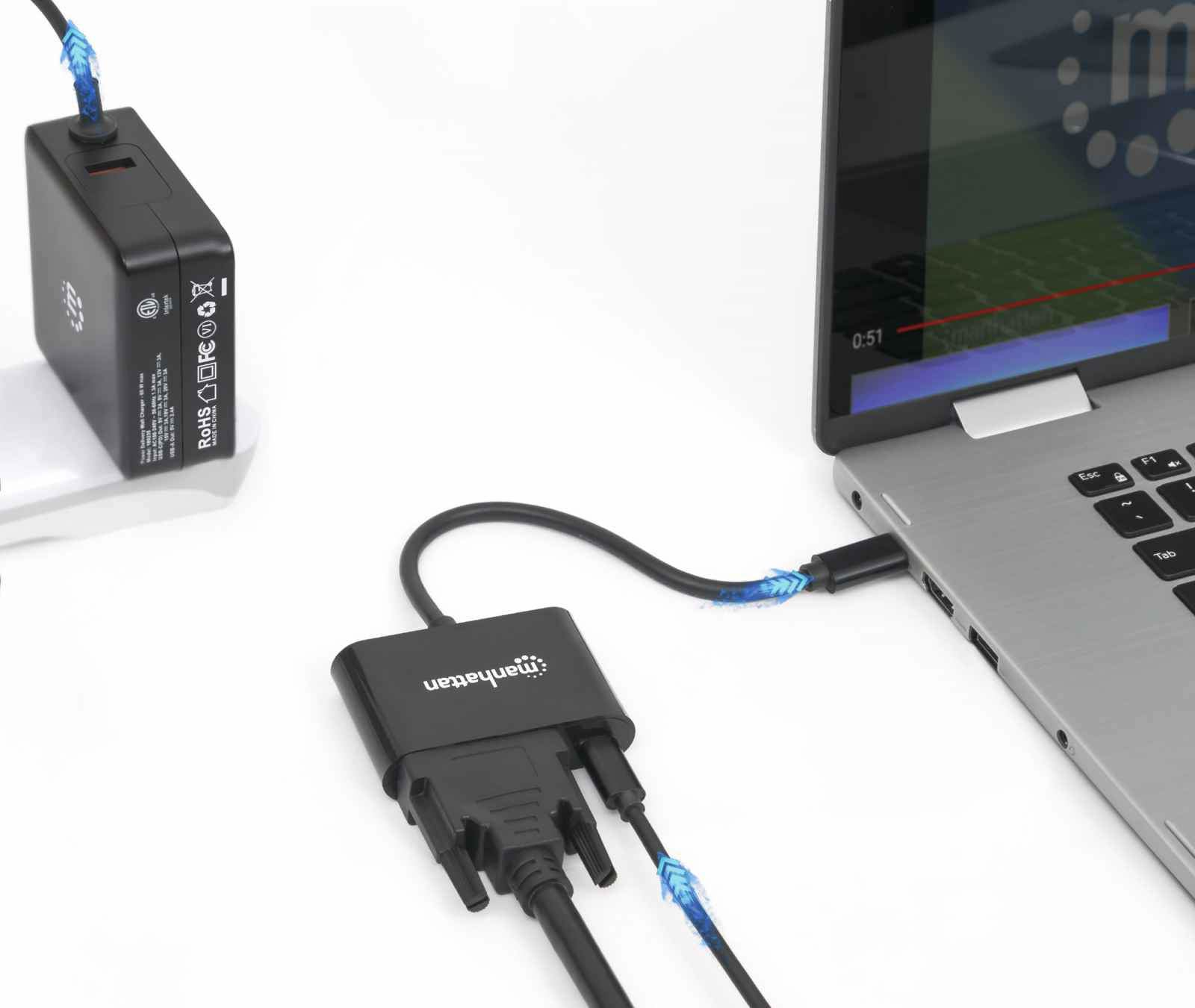 Manhattan USB-C to DVI-I and USB-C (inc Power Delivery), 1080p@60Hz – image 6
