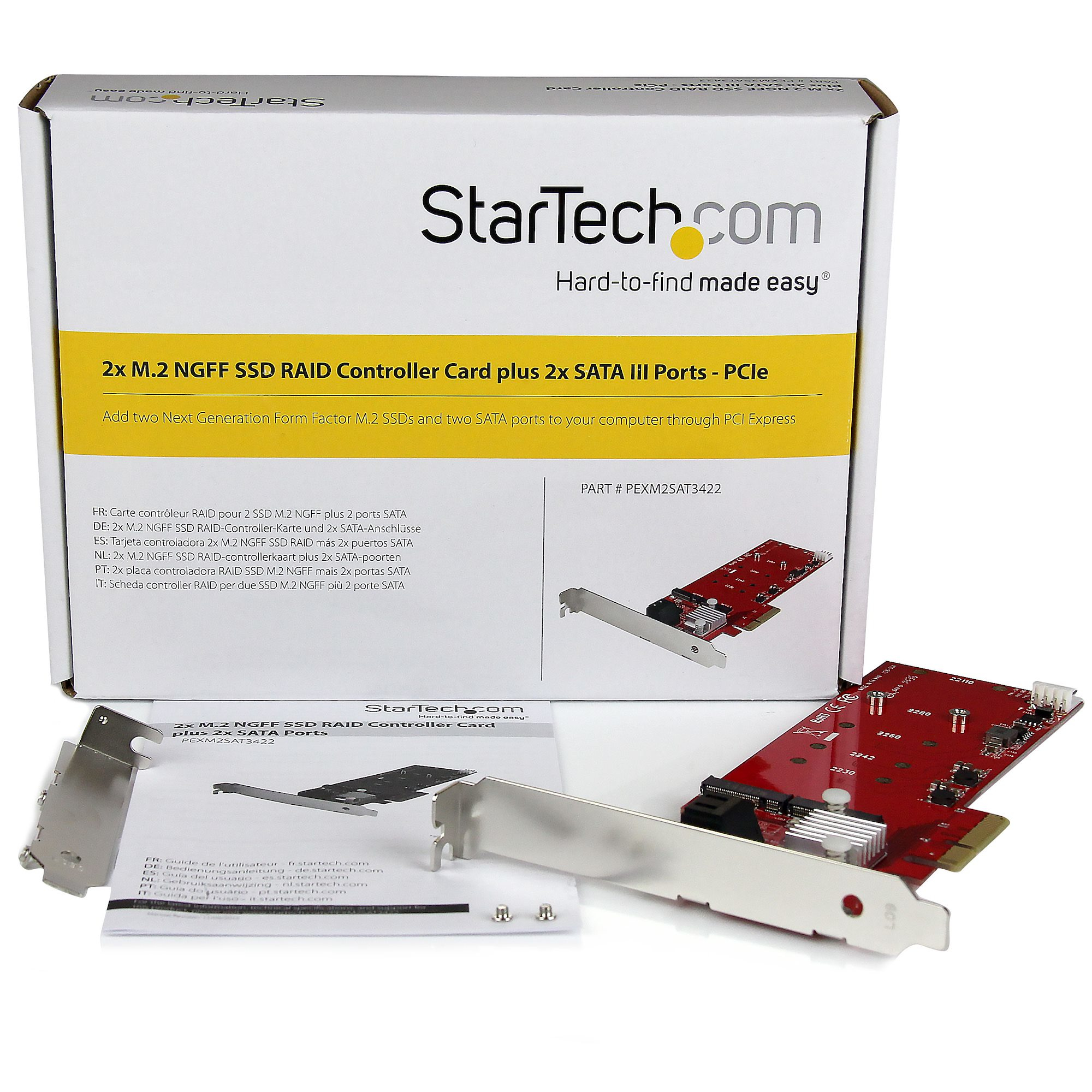 StarTech.com 2x M.2 NGFF SSD RAID Controller Card plus 2x SATA III Ports - PCIe – image 6