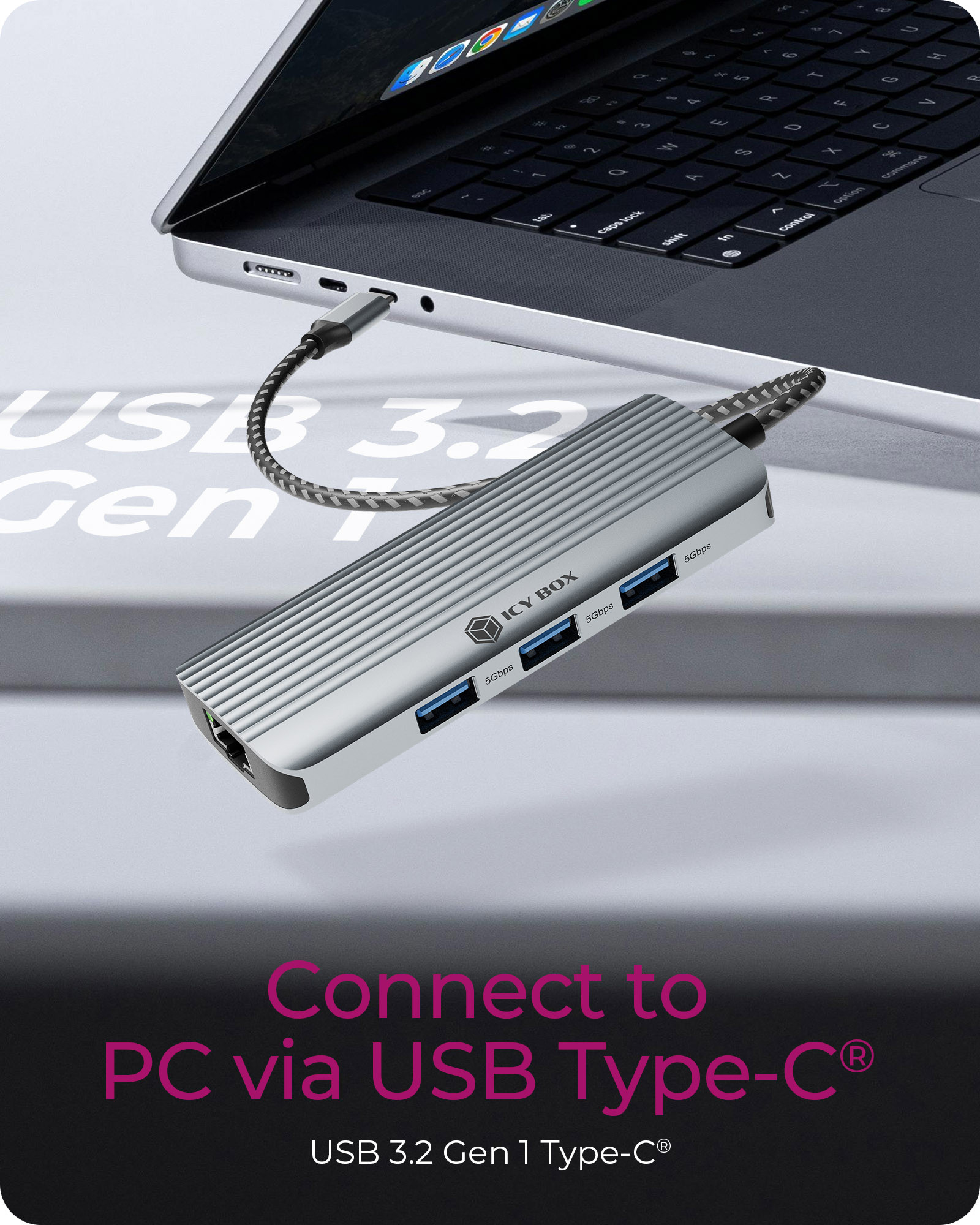 ICY BOX IB-DK4034a-CPD Wired USB 3.2 Gen 1 (3.1 Gen 1) Type-C Aluminium, Silver – image 5