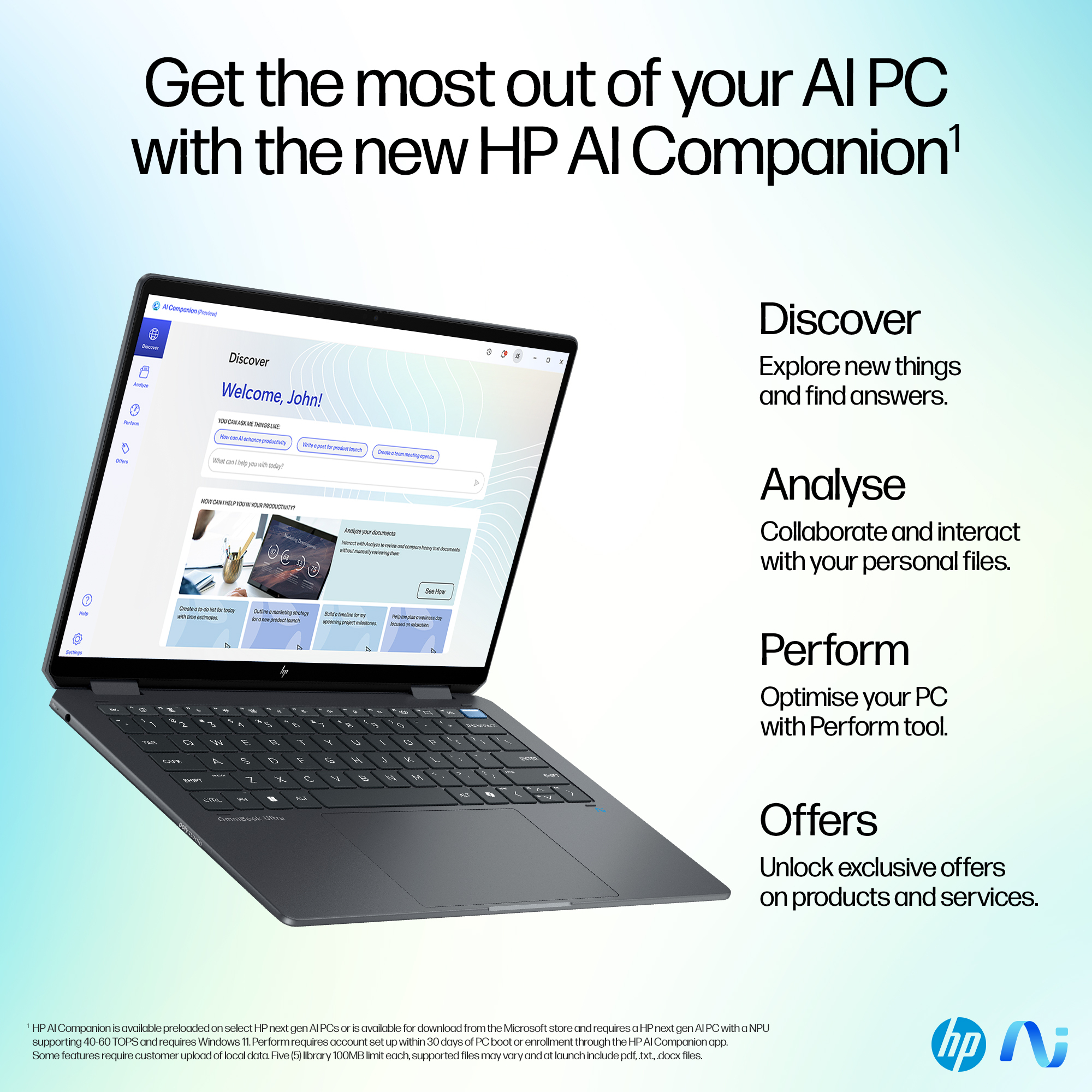 HP OmniBook Ultra Flip 14-fh0006na Copilot+ PC Intel Core Ultra 7 256V Hybrid (2-in-1) 35.6 cm (14″) Touchscreen 3K 16 GB LPDDR5x-SDRAM 1 TB SSD Wi-Fi 7 (802.11be) Windows 11 Home Black, Grey image 13