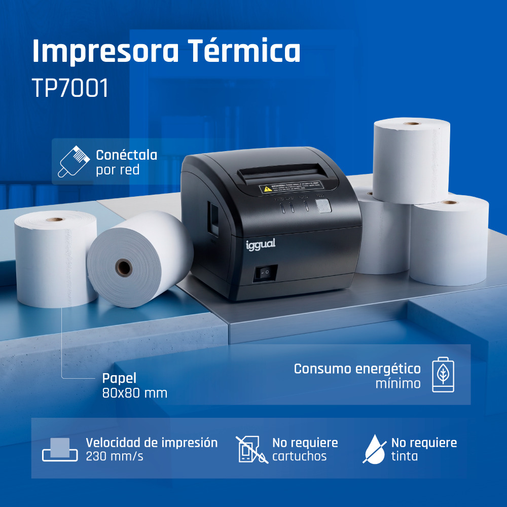 iggual TP7001 203 x 203 DPI Wired Thermal transfer POS printer – image 2
