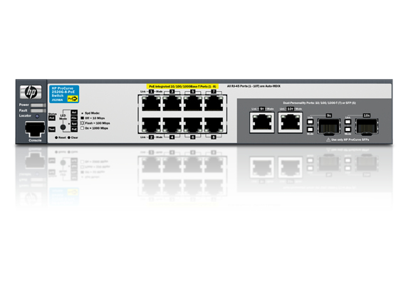 HP ProCurve 2520-8G-PoE Managed L2 Gigabit Ethernet (10/100/1000) Power over Ethernet (PoE) 1U Black