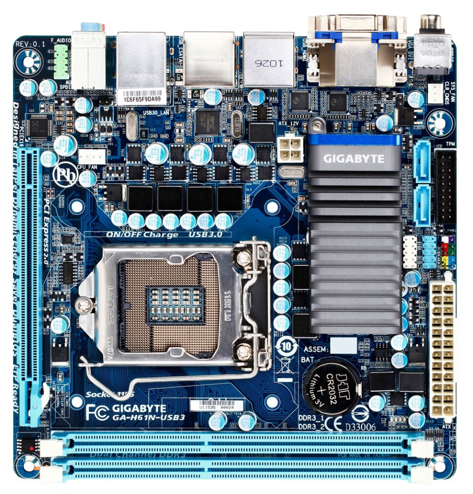 GIGABYTE GA-H61N-USB3 motherboard Intel® H61 LGA 1155 (Socket H2) mini ITX – image 1