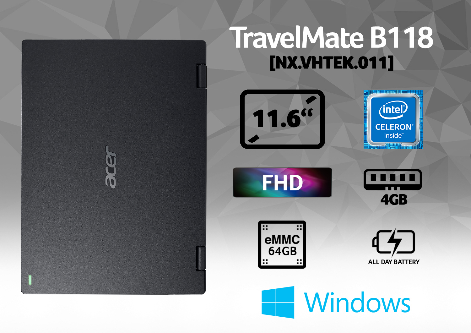 Acer TravelMate Spin B1 TMB118-G2-RN Intel® Celeron® N4000 Hybrid (2-in-1) – image 9