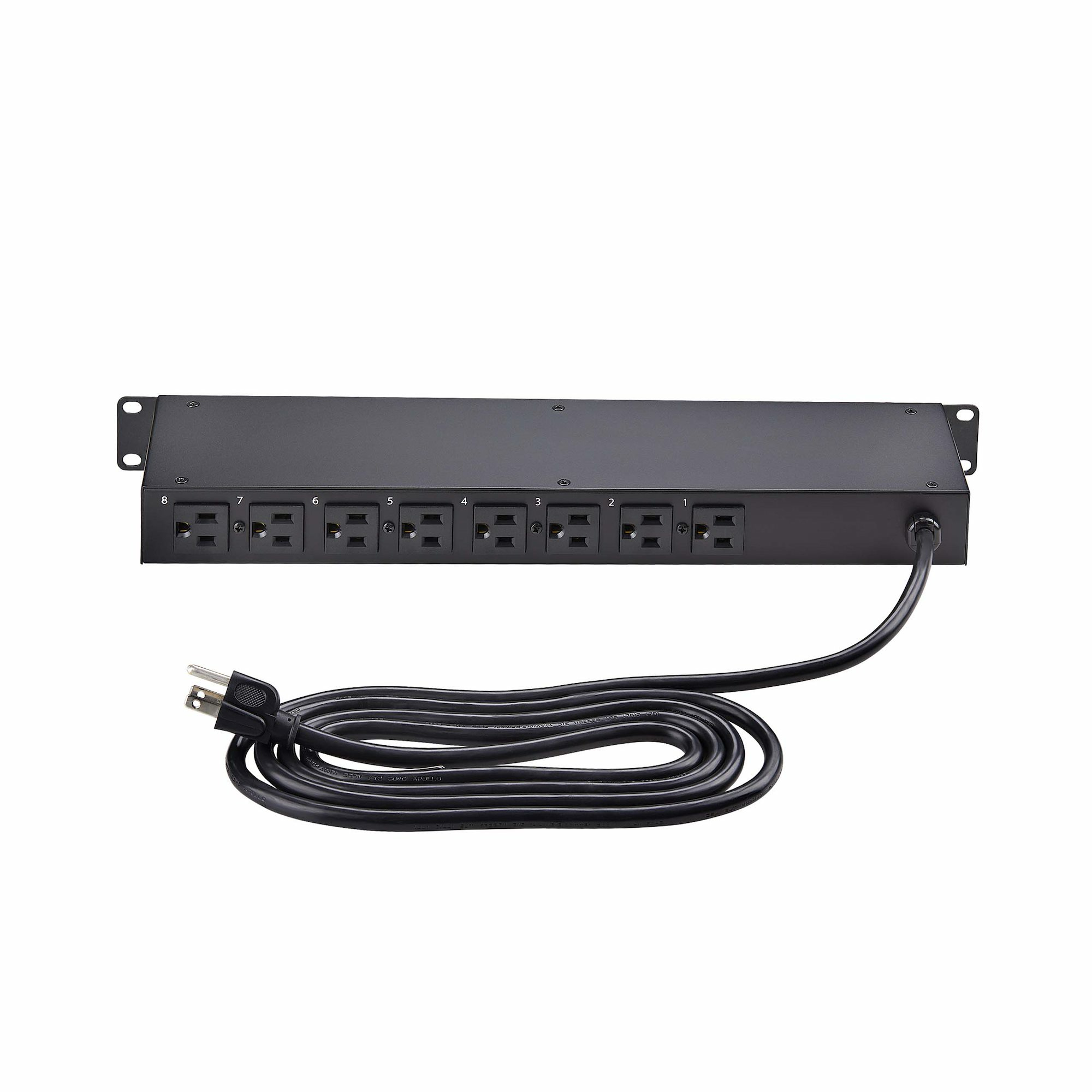 StarTech.com 8-Outlet Horizontal Rack Mount PDU, 1U Power Strip, Individual Outlet On/Off Switches w/Covers, 15A Circuit Breaker, 8ft/2.4m Cord, NEMA 5-15P/R, T – image 5