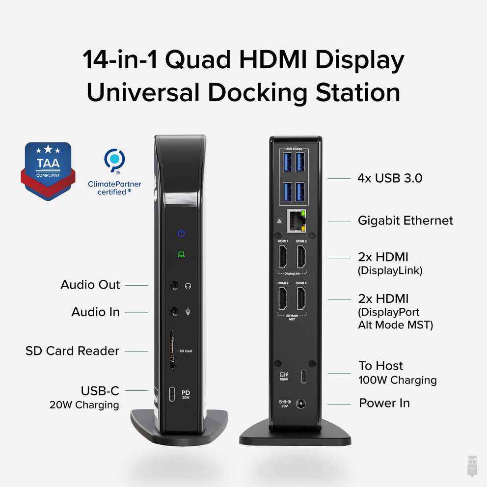 Plugable Technologies UD-3900C4 laptop dock/port replicator Wired USB 3.2 Gen 2 (3.1 Gen 2) Type-C Black – image 2