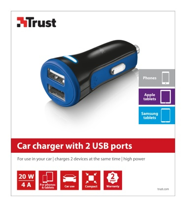 Trust 20741 mobile device charger Smartphone, Tablet Blue Cigar lighter Auto – image 5
