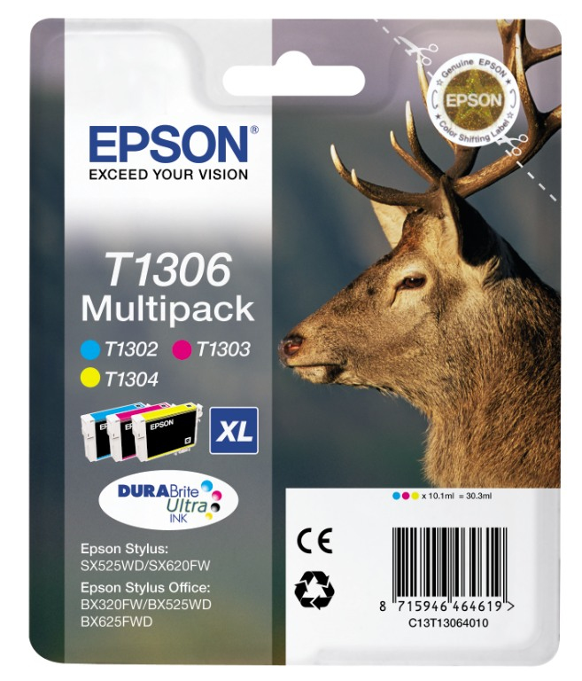 Epson Stag Multipack 3-colours T1306 DURABrite Ultra Ink – image 1