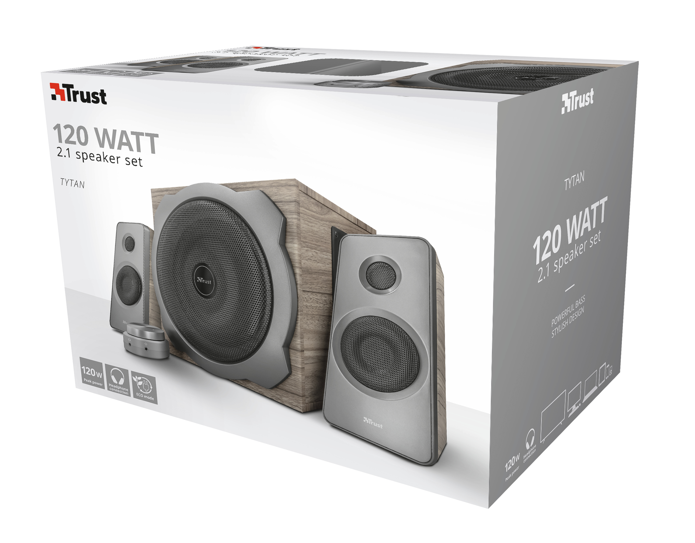 Trust Tytan 2.1 speaker set 60 W PC/Laptop Grey, Wood 2.1 channels image 5