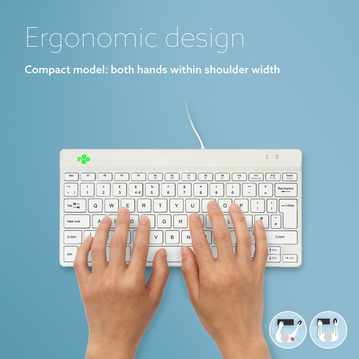 R-Go Tools Ergonomic keyboard R-Go Compact Break, compact keyboard with break software, QWERTY (UK), wired, white – image 8