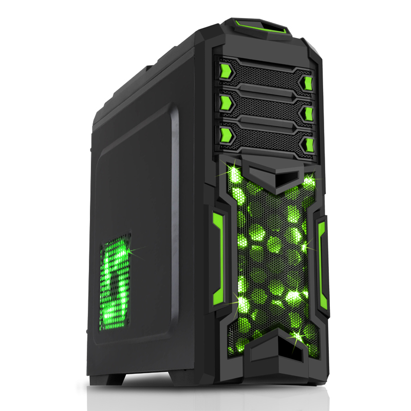 itek Destroyer Midi Tower Black, Green image 1