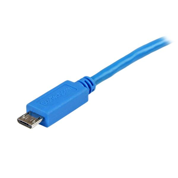 StarTech.com Cable Micro USB Azul de 1m - detalle de conectores